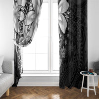 Polynesia Romantic Valentine Window Curtain Sea Turtle Couple With Black Plumeria