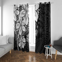 Polynesia Romantic Valentine Window Curtain Sea Turtle Couple With Black Plumeria