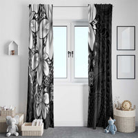 Polynesia Romantic Valentine Window Curtain Sea Turtle Couple With Black Plumeria