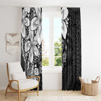 Polynesia Romantic Valentine Window Curtain Sea Turtle Couple With Black Plumeria