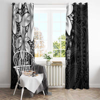 Polynesia Romantic Valentine Window Curtain Sea Turtle Couple With Black Plumeria