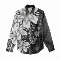 Polynesia Romantic Valentine Women Casual Shirt Sea Turtle Couple With Black Plumeria LT05 - Polynesian Pride