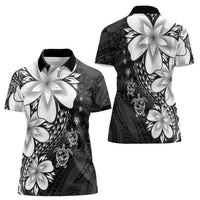 Polynesia Romantic Valentine Women Polo Shirt Sea Turtle Couple With Black Plumeria LT05 - Polynesian Pride