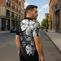 Polynesia Romantic Valentine Zipper Polo Shirt Sea Turtle Couple With Black Plumeria LT05 - Polynesian Pride