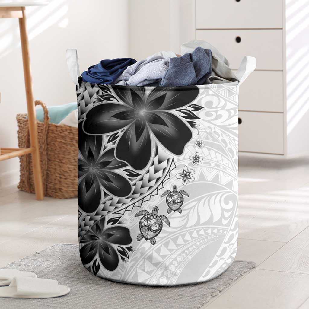 Polynesia Romantic Valentine Laundry Basket Sea Turtle Couple With White Plumeria LT05 White - Polynesian Pride