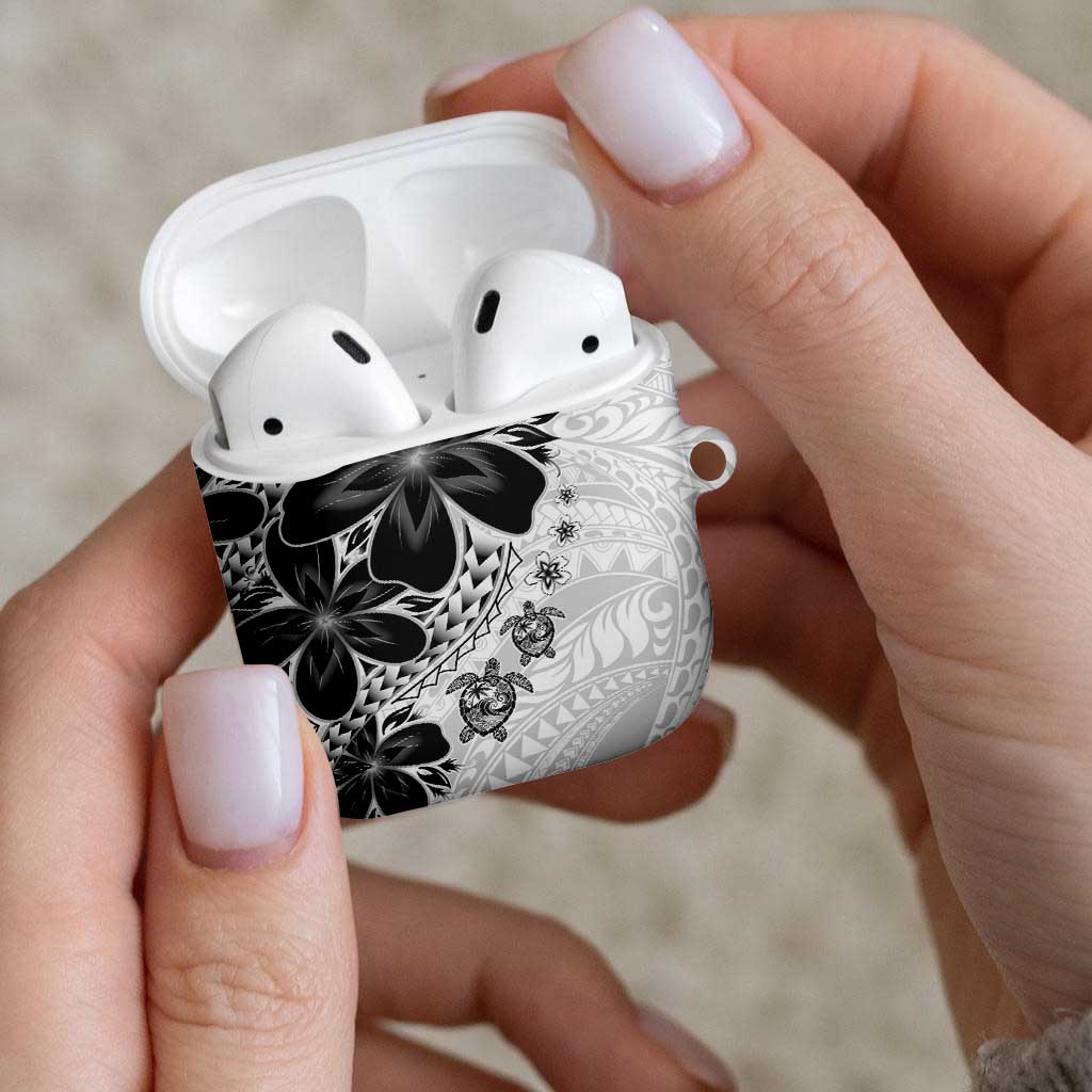 Polynesia Romantic Valentine AirPods Case Sea Turtle Couple With White Plumeria