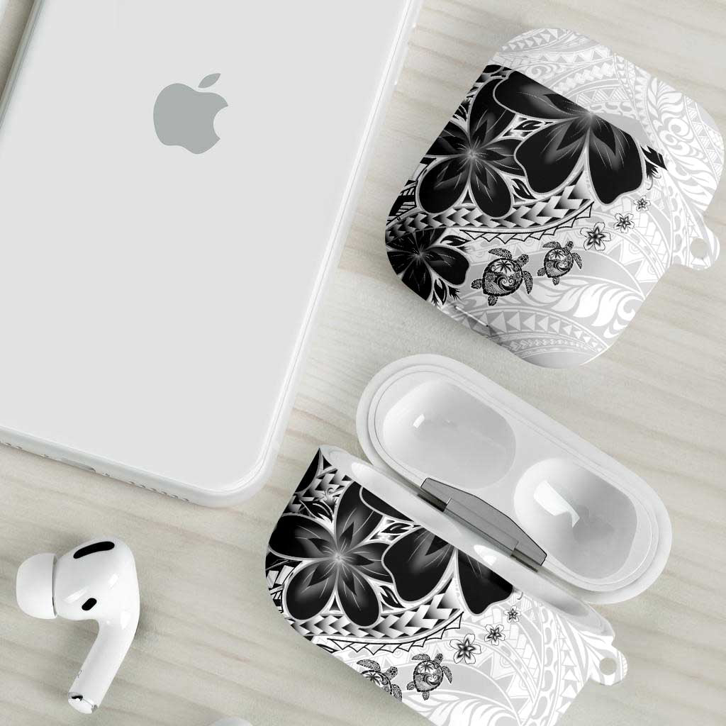 Polynesia Romantic Valentine AirPods Case Sea Turtle Couple With White Plumeria