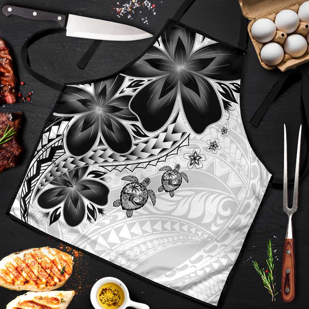 Polynesia Romantic Valentine Apron Sea Turtle Couple With White Plumeria LT05 White - Polynesian Pride