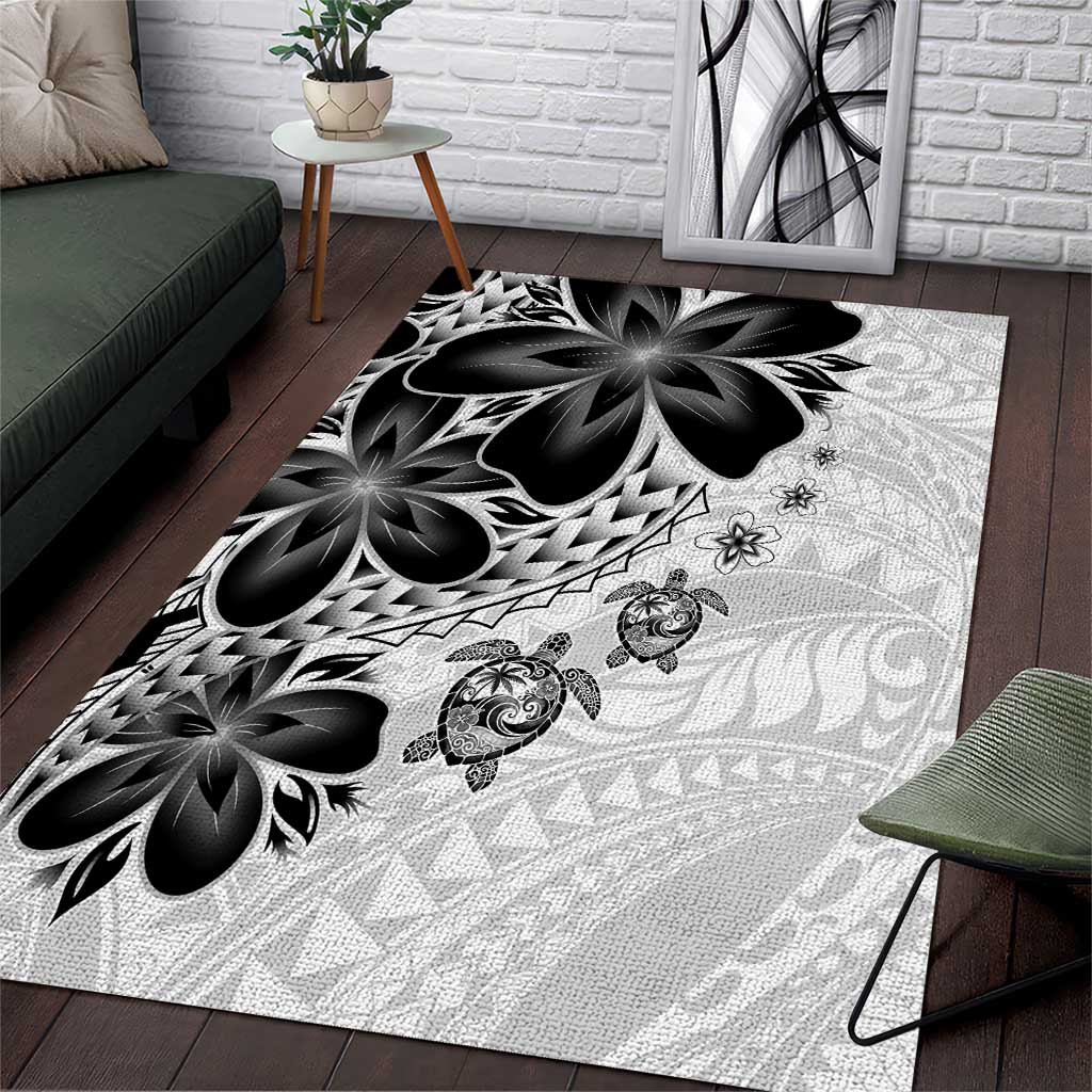 Polynesia Romantic Valentine Area Rug Sea Turtle Couple With White Plumeria LT05 White - Polynesian Pride