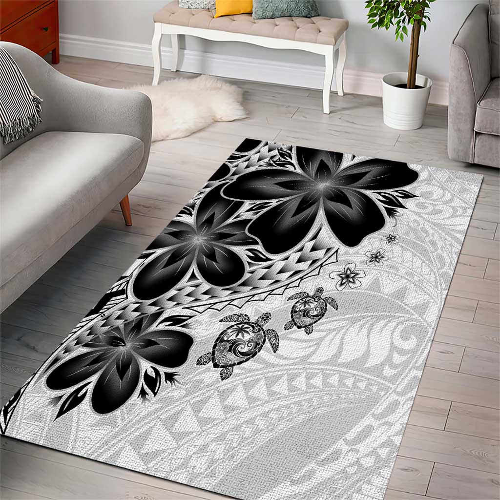 Polynesia Romantic Valentine Area Rug Sea Turtle Couple With White Plumeria LT05 - Polynesian Pride