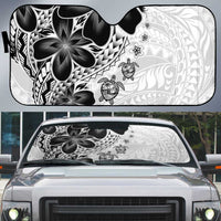 Polynesia Romantic Valentine Auto Sun Shade Sea Turtle Couple With White Plumeria LT05 White - Polynesian Pride