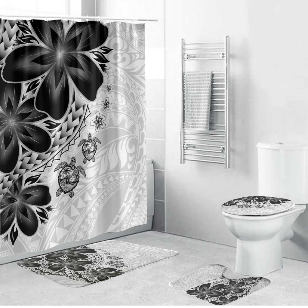 Polynesia Romantic Valentine Bathroom Set Sea Turtle Couple With White Plumeria LT05 Bathroom Set (4 pcs) White - Polynesian Pride