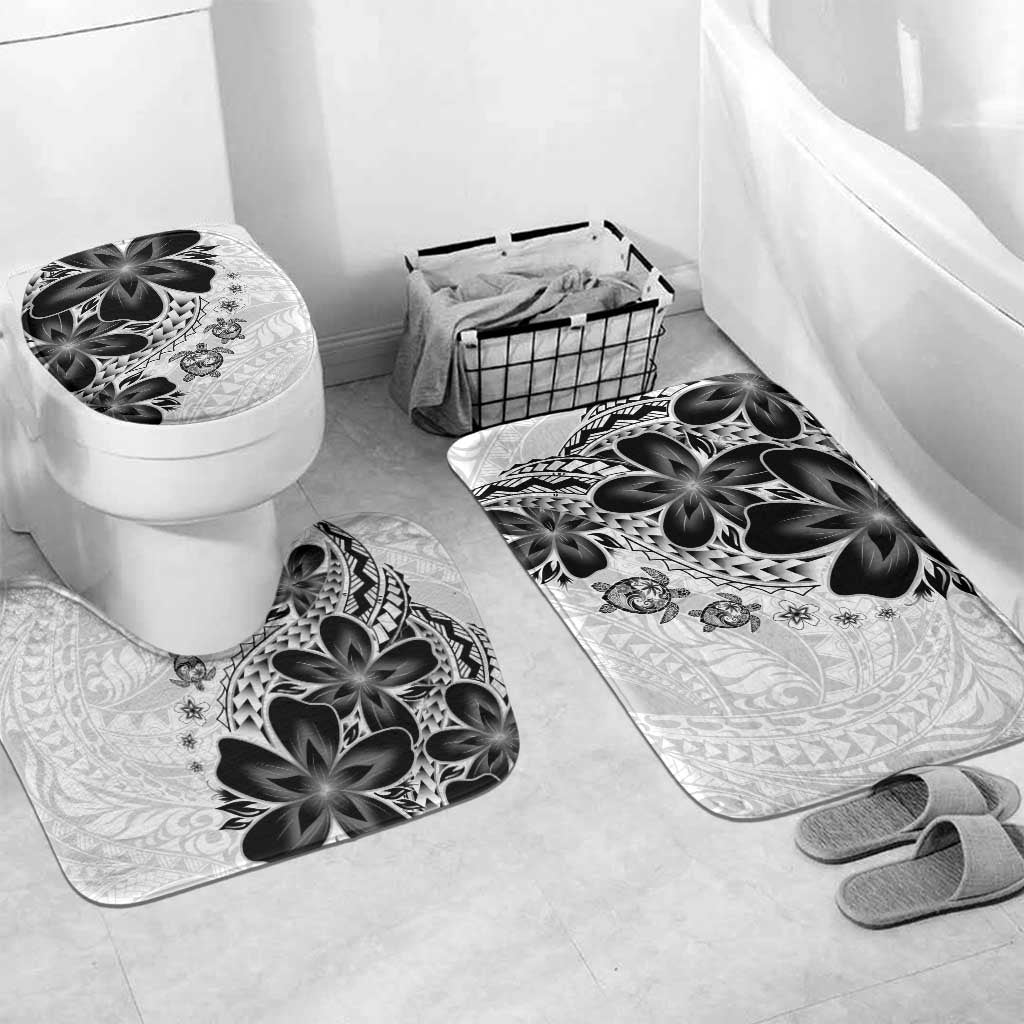 Polynesia Romantic Valentine Bathroom Set Sea Turtle Couple With White Plumeria LT05 Mat Set Only (3 pcs) One Size White - Polynesian Pride