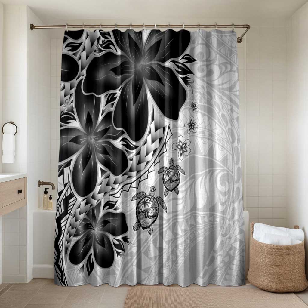 Polynesia Romantic Valentine Bathroom Set Sea Turtle Couple With White Plumeria LT05 Shower Curtain Only White - Polynesian Pride