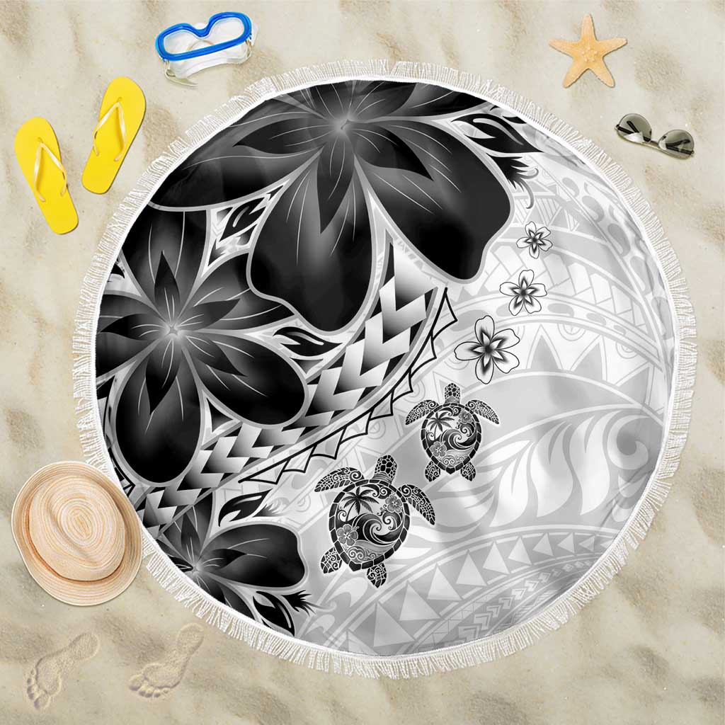 Polynesia Romantic Valentine Beach Blanket Sea Turtle Couple With White Plumeria LT05 One Size 150cm White - Polynesian Pride