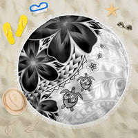 Polynesia Romantic Valentine Beach Blanket Sea Turtle Couple With White Plumeria LT05 One Size 150cm White - Polynesian Pride