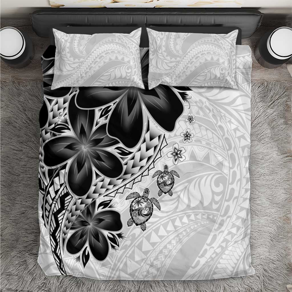 Polynesia Romantic Valentine Bedding Set Sea Turtle Couple With White Plumeria LT05 White - Polynesian Pride