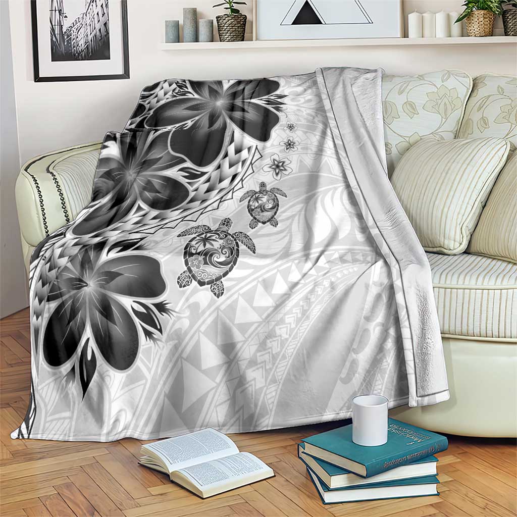 Polynesia Romantic Valentine Blanket Sea Turtle Couple With White Plumeria LT05 White - Polynesian Pride