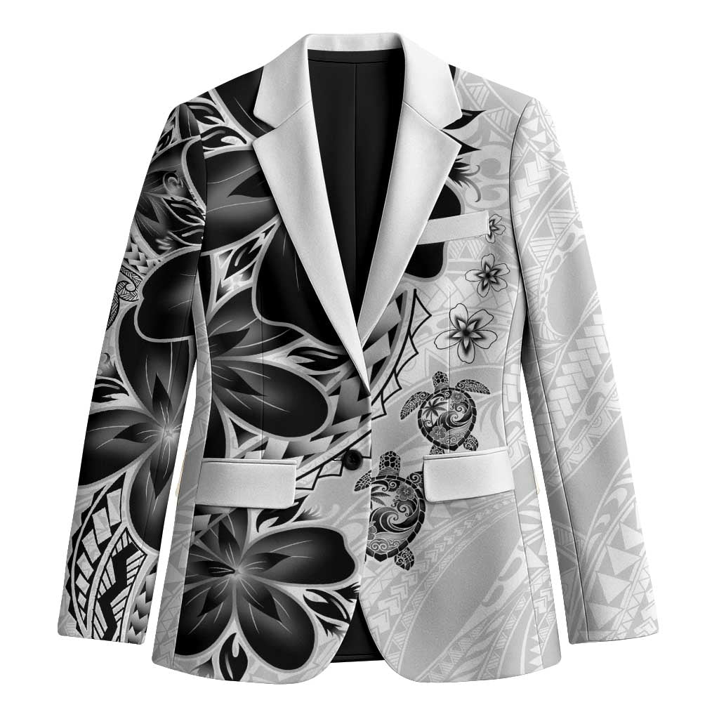 Polynesia Romantic Valentine Blazer Sea Turtle Couple With White Plumeria LT05 Unisex White - Polynesian Pride