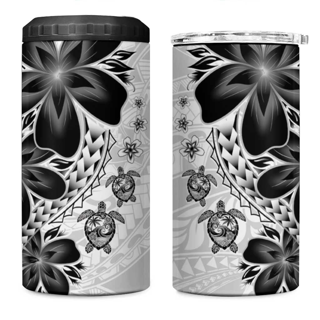 Polynesia Romantic Valentine 4 in 1 Can Cooler Tumbler Sea Turtle Couple With White Plumeria LT05 One Size: 16 oz White - Polynesian Pride