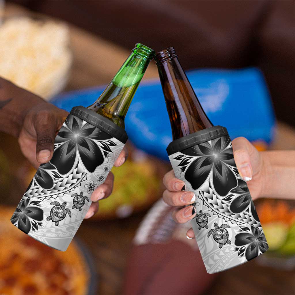 Polynesia Romantic Valentine 4 in 1 Can Cooler Tumbler Sea Turtle Couple With White Plumeria LT05 - Polynesian Pride