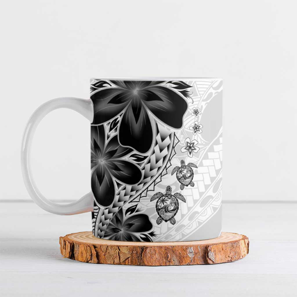 Polynesia Romantic Valentine Ceramic Mug Sea Turtle Couple With White Plumeria LT05 White - Polynesian Pride
