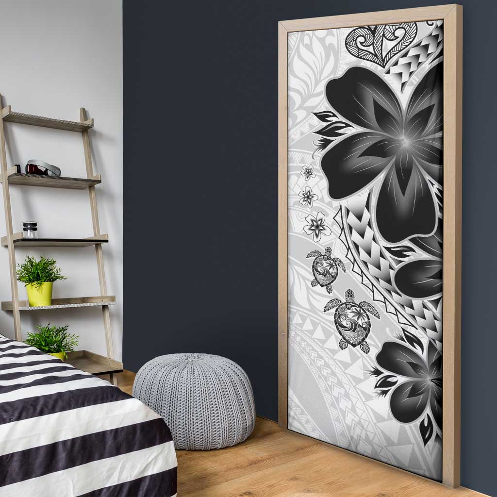 Polynesia Romantic Valentine Door Cover Sea Turtle Couple With White Plumeria LT05 - Polynesian Pride