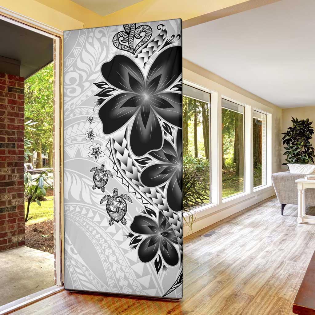 Polynesia Romantic Valentine Door Cover Sea Turtle Couple With White Plumeria LT05 - Polynesian Pride
