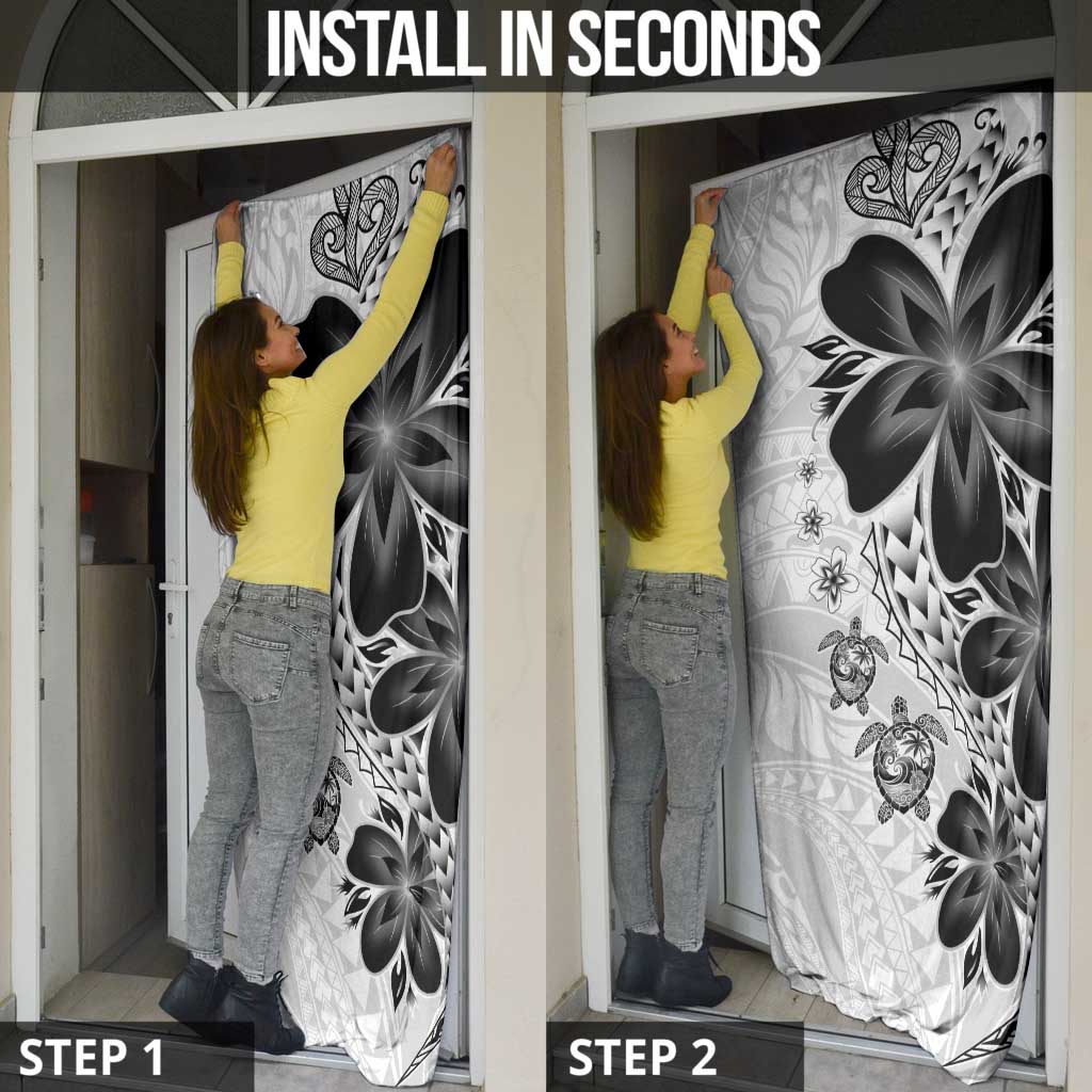Polynesia Romantic Valentine Door Cover Sea Turtle Couple With White Plumeria LT05 - Polynesian Pride