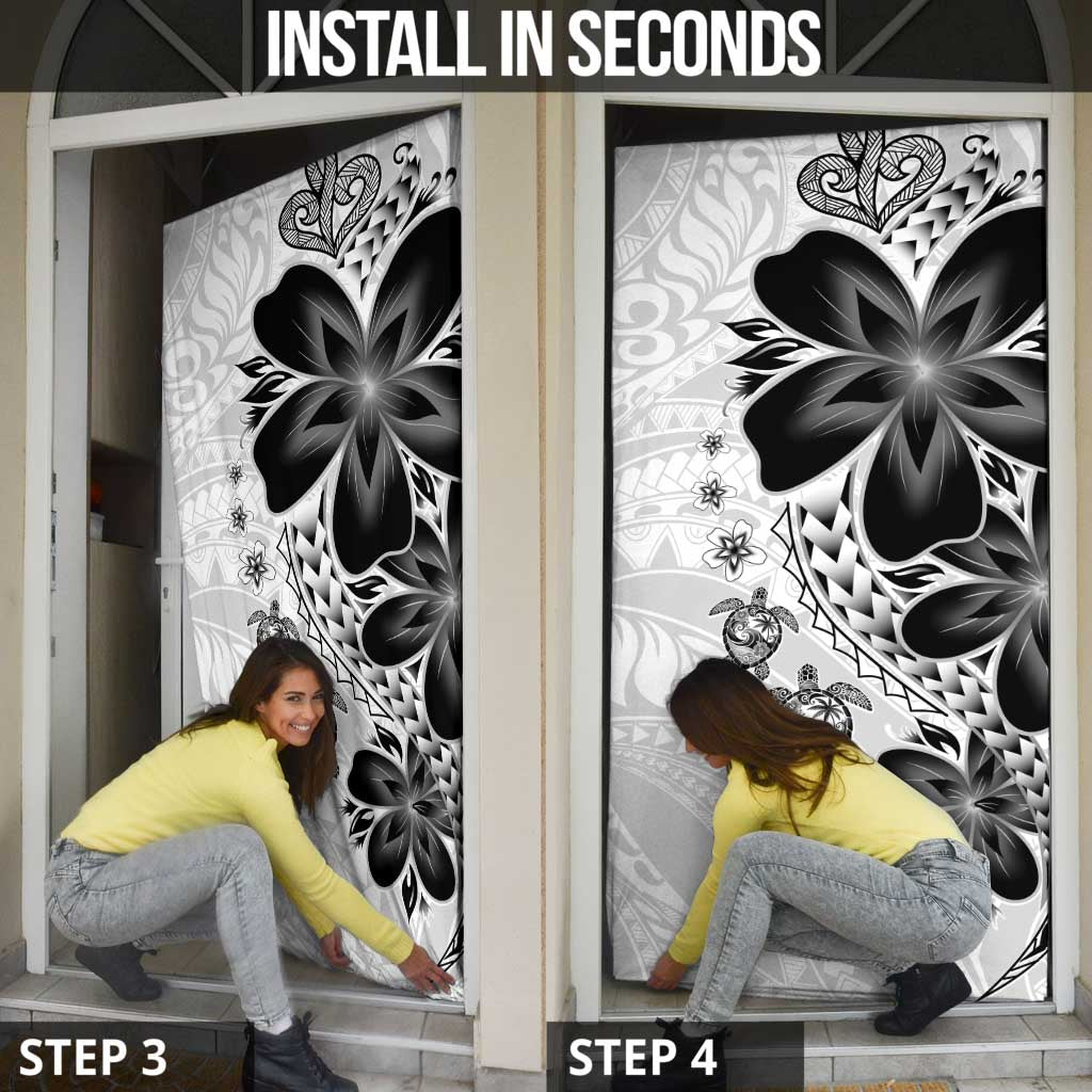 Polynesia Romantic Valentine Door Cover Sea Turtle Couple With White Plumeria LT05 - Polynesian Pride