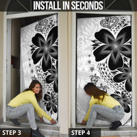 Polynesia Romantic Valentine Door Cover Sea Turtle Couple With White Plumeria LT05 - Polynesian Pride