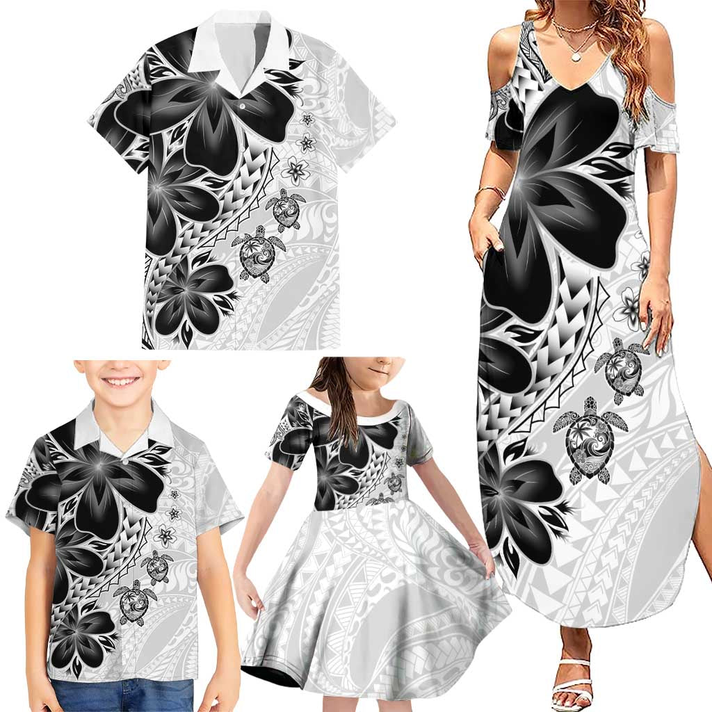 Polynesia Romantic Valentine Family Matching Summer Maxi Dress and Hawaiian Shirt Sea Turtle Couple With White Plumeria LT05 - Polynesian Pride
