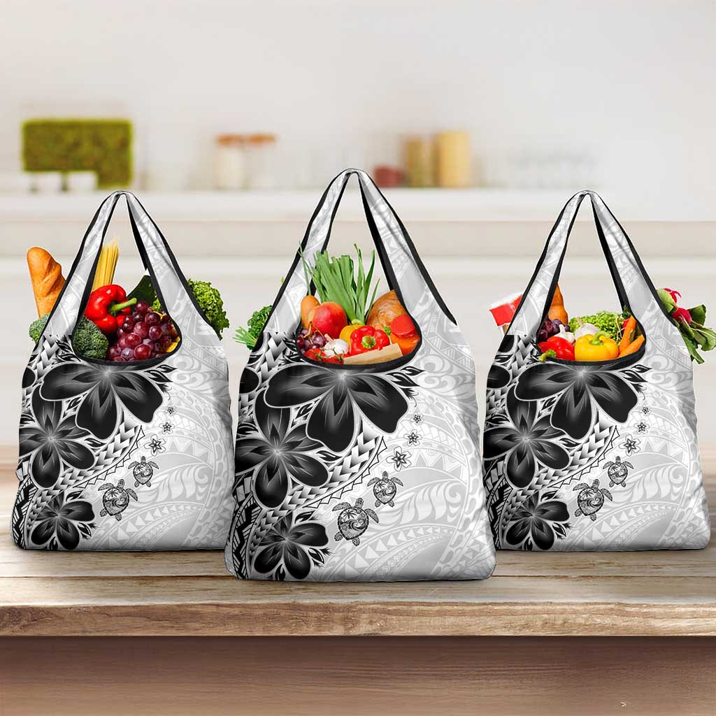 Polynesia Romantic Valentine Grocery Bag Sea Turtle Couple With White Plumeria LT05 3-pack One Size White - Polynesian Pride