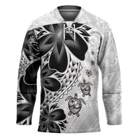 Polynesia Romantic Valentine Hockey Jersey Sea Turtle Couple With White Plumeria LT05 Unisex White - Polynesian Pride