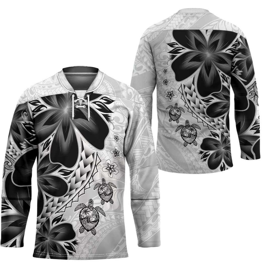 Polynesia Romantic Valentine Hockey Jersey Sea Turtle Couple With White Plumeria LT05 - Polynesian Pride