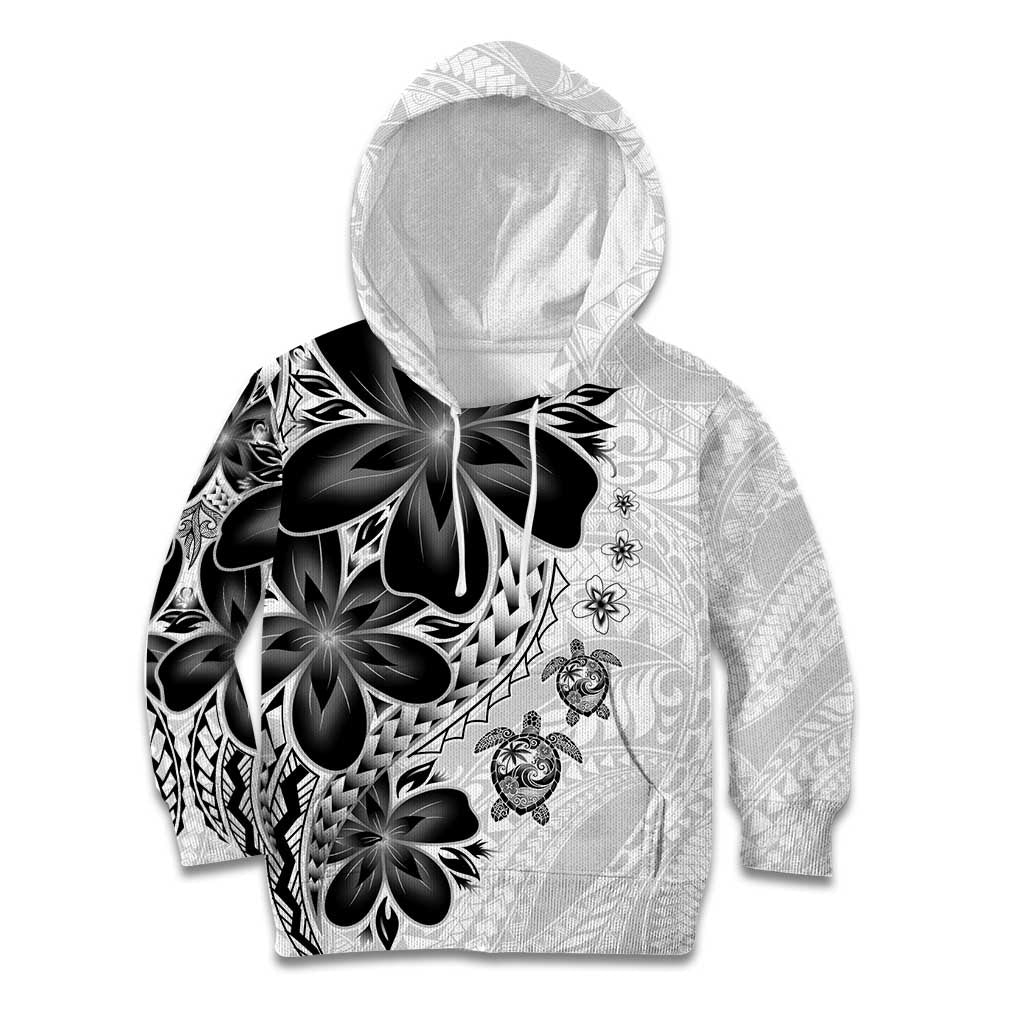 Polynesia Romantic Valentine Kid Hoodie Sea Turtle Couple With White Plumeria LT05 Hoodie White - Polynesian Pride
