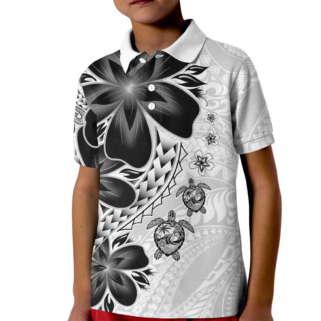Polynesia Romantic Valentine Kid Polo Shirt Sea Turtle Couple With White Plumeria