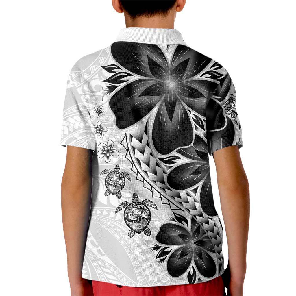 Polynesia Romantic Valentine Kid Polo Shirt Sea Turtle Couple With White Plumeria