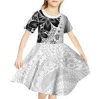 Polynesia Romantic Valentine Kid Short Sleeve Dress Sea Turtle Couple With White Plumeria LT05 - Polynesian Pride