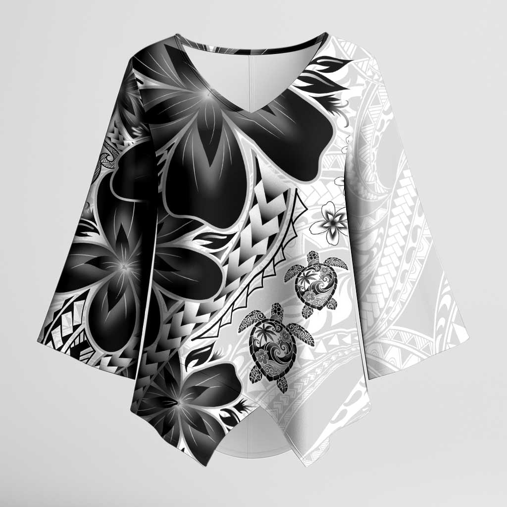 Polynesia Romantic Valentine Kimono Sleeve Blouse Sea Turtle Couple With White Plumeria LT05 Female White - Polynesian Pride