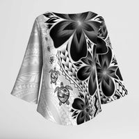 Polynesia Romantic Valentine Kimono Sleeve Blouse Sea Turtle Couple With White Plumeria LT05 - Polynesian Pride