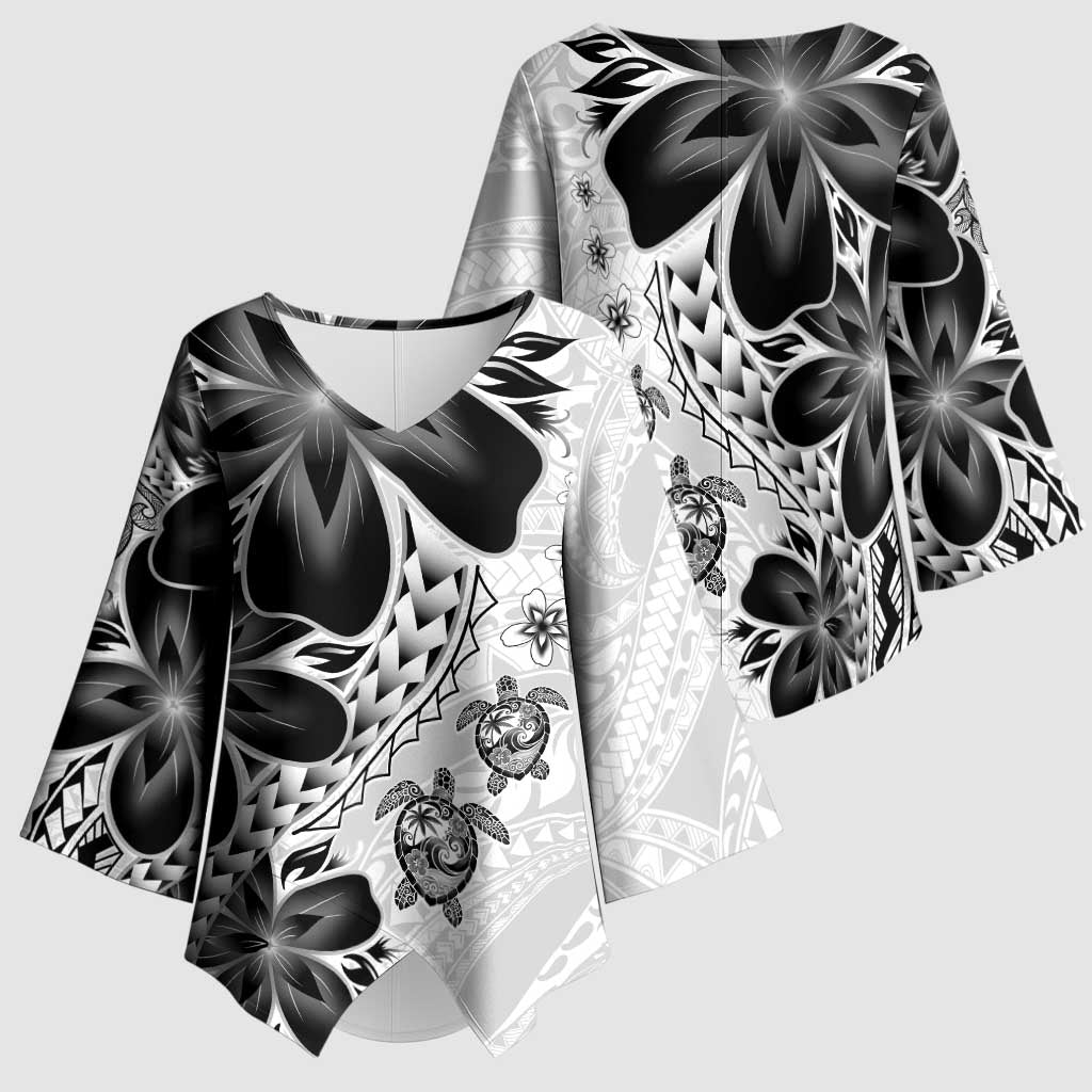 Polynesia Romantic Valentine Kimono Sleeve Blouse Sea Turtle Couple With White Plumeria LT05 - Polynesian Pride