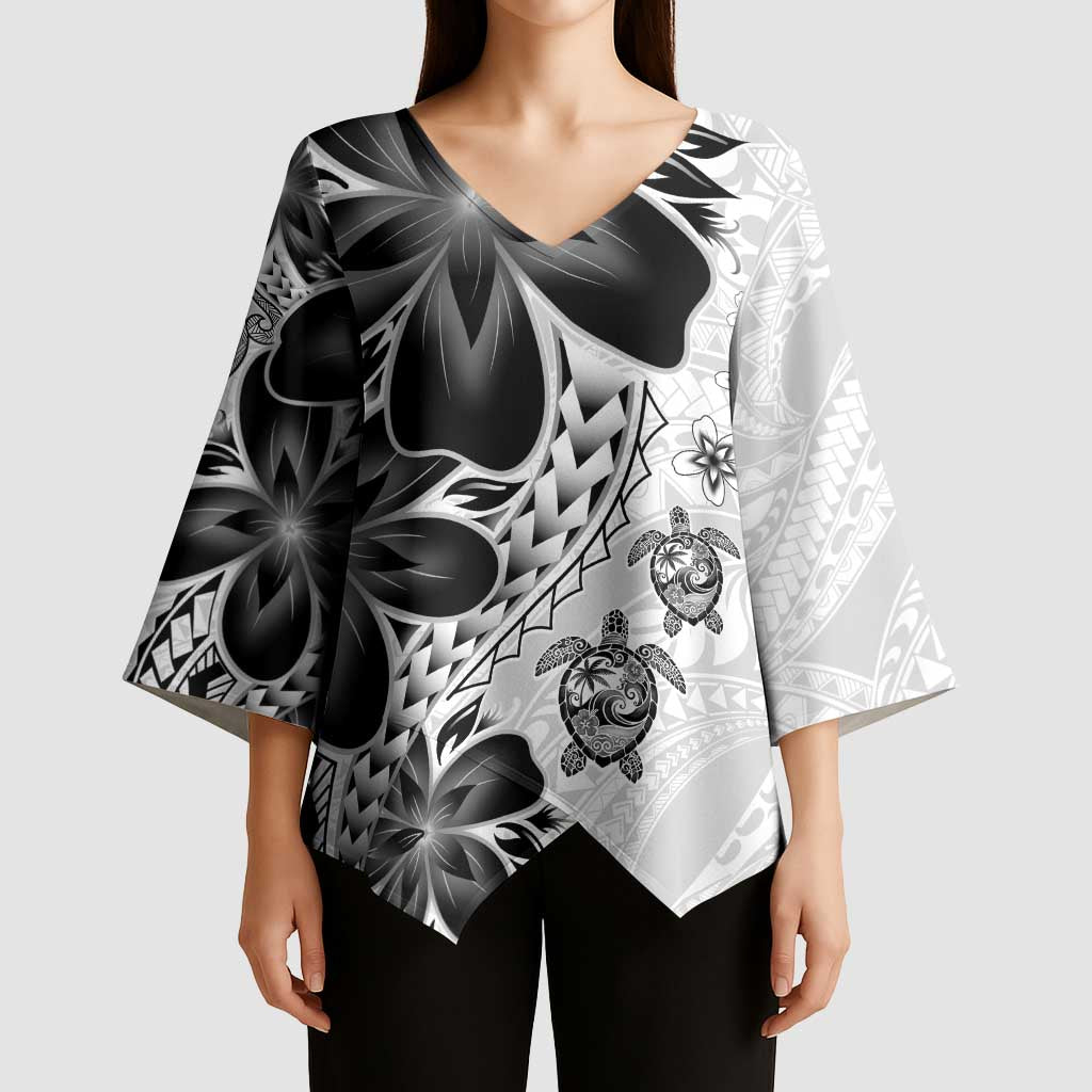 Polynesia Romantic Valentine Kimono Sleeve Blouse Sea Turtle Couple With White Plumeria LT05 - Polynesian Pride