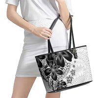 Polynesia Romantic Valentine Leather Tote Bag Sea Turtle Couple With White Plumeria LT05 - Polynesian Pride