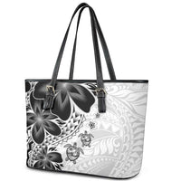 Polynesia Romantic Valentine Leather Tote Bag Sea Turtle Couple With White Plumeria LT05 - Polynesian Pride