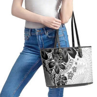 Polynesia Romantic Valentine Leather Tote Bag Sea Turtle Couple With White Plumeria LT05 - Polynesian Pride