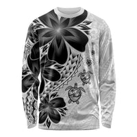 Polynesia Romantic Valentine Long Sleeve Shirt Sea Turtle Couple With White Plumeria LT05 Unisex White - Polynesian Pride