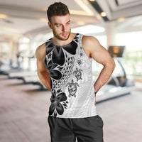 Polynesia Romantic Valentine Men Tank Top Sea Turtle Couple With White Plumeria LT05 White - Polynesian Pride