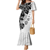 Polynesia Romantic Valentine Mermaid Dress Sea Turtle Couple With White Plumeria LT05 Women White - Polynesian Pride