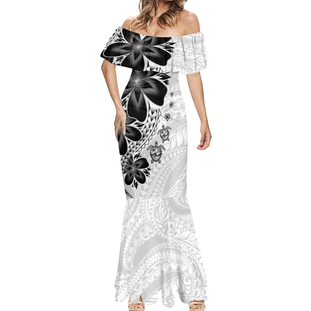 Polynesia Romantic Valentine Mermaid Dress Sea Turtle Couple With White Plumeria LT05 - Polynesian Pride